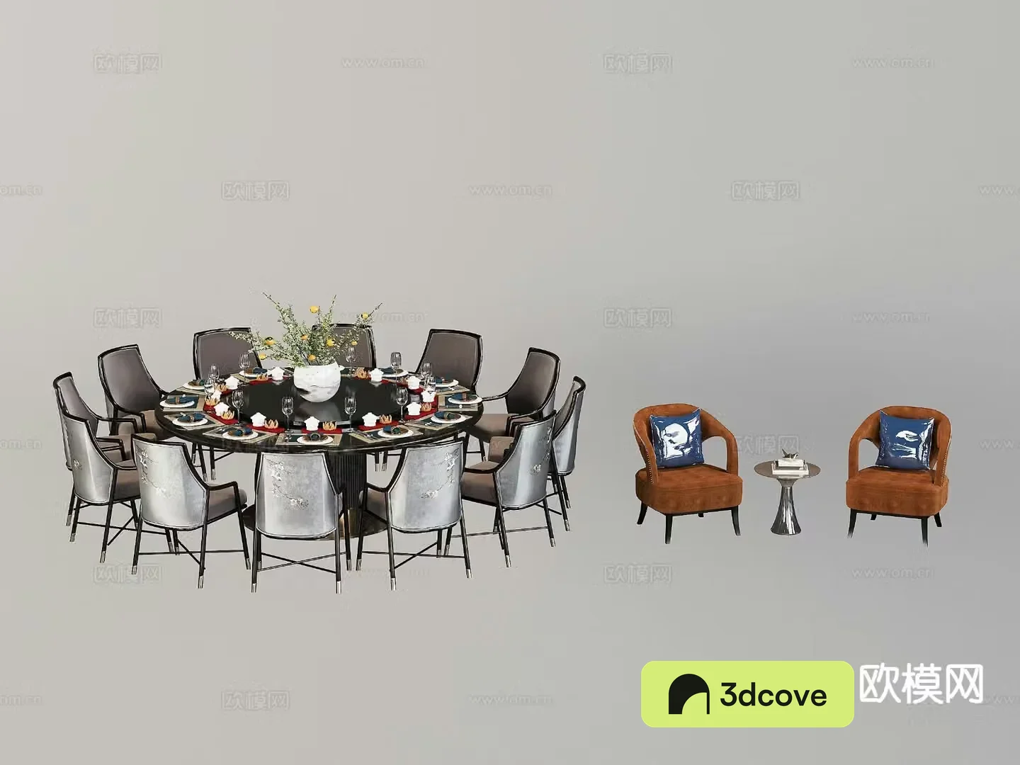 New Chinese style dining table and chairs hotel round dining table