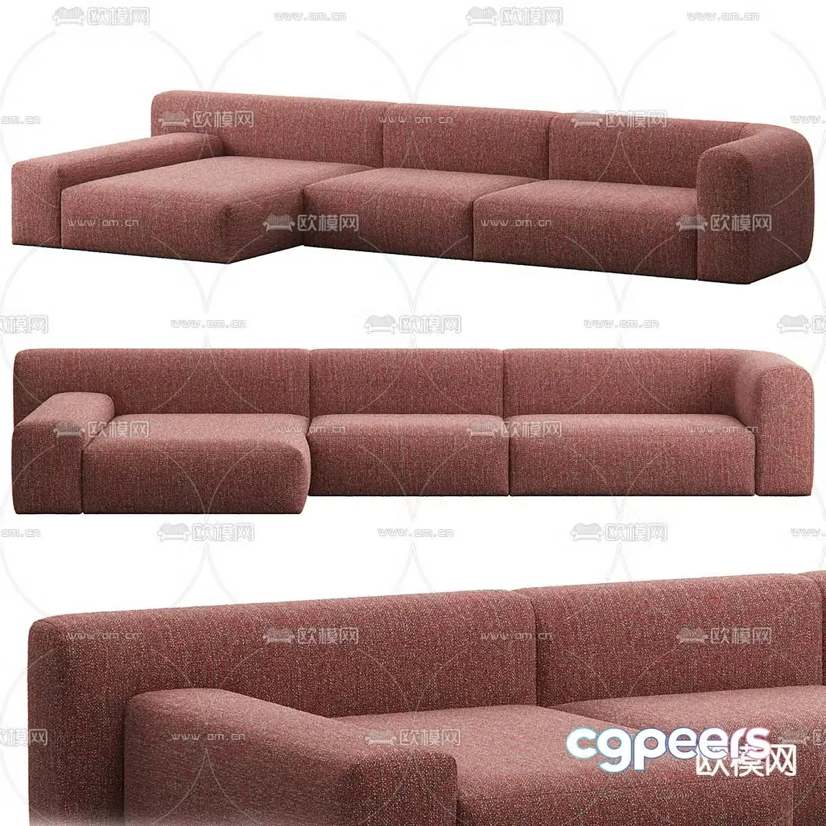 Multi-person sofa corner sofa 3d model