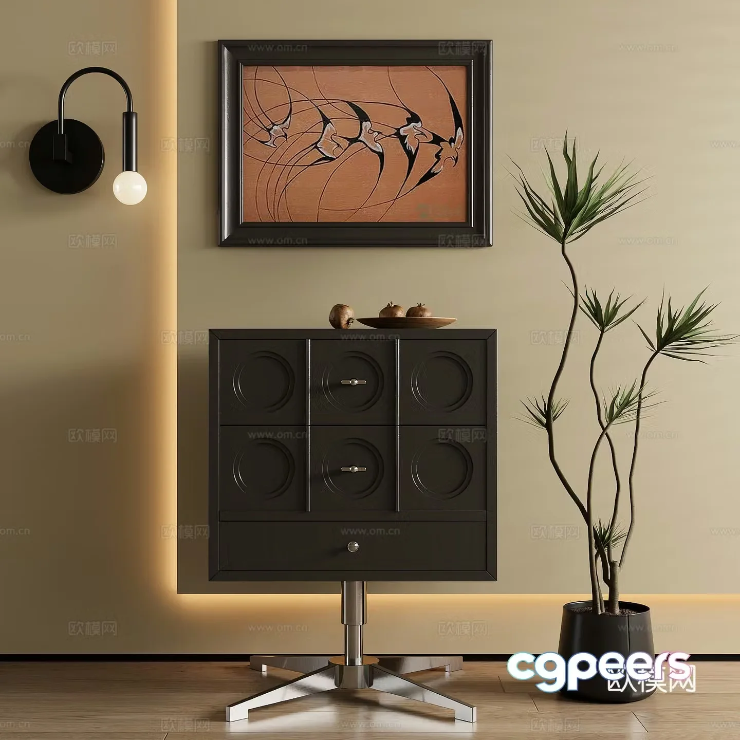 3D model of medieval style decorative painting