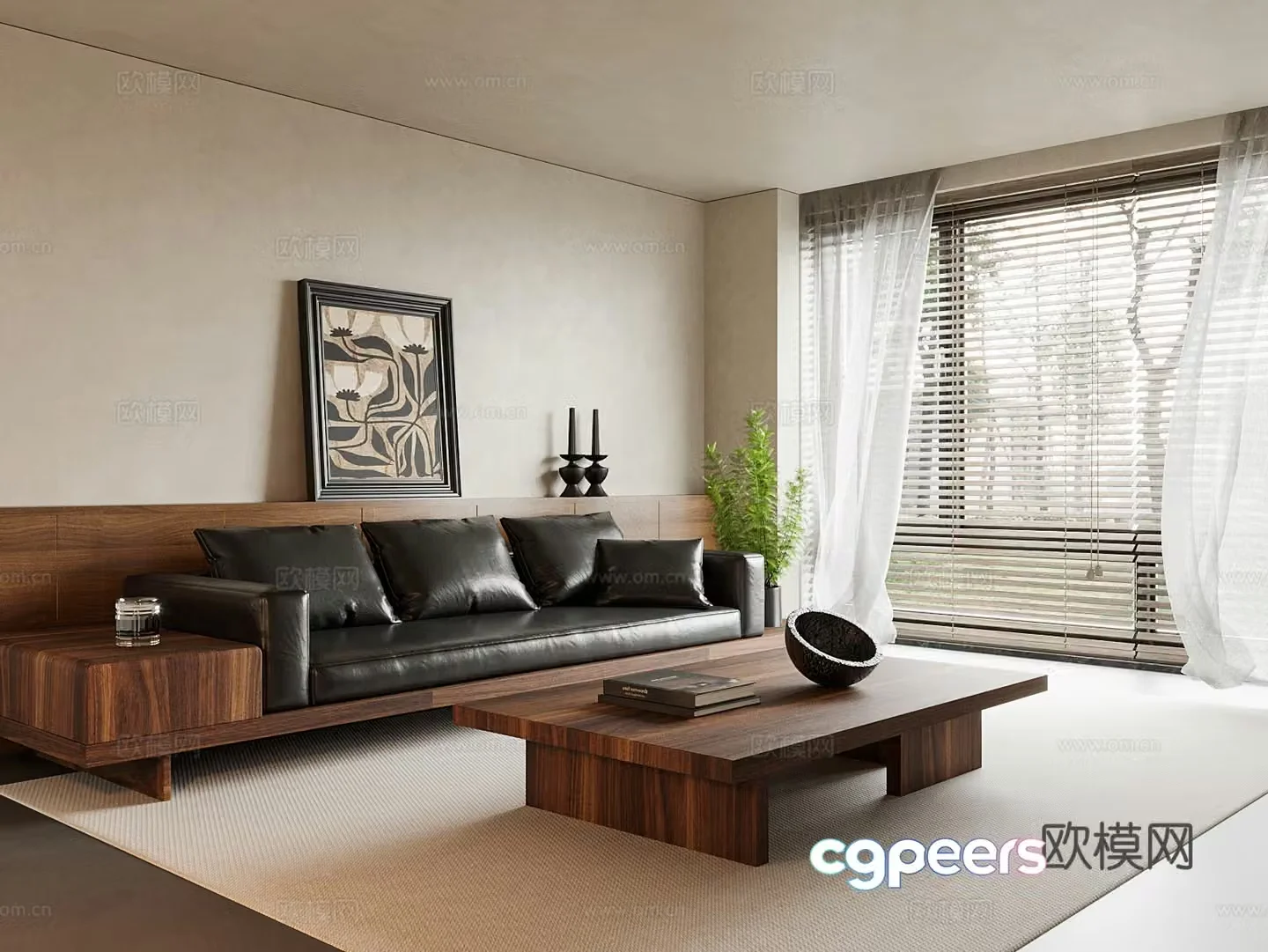 Medium style sofa coffee table combination 3D model