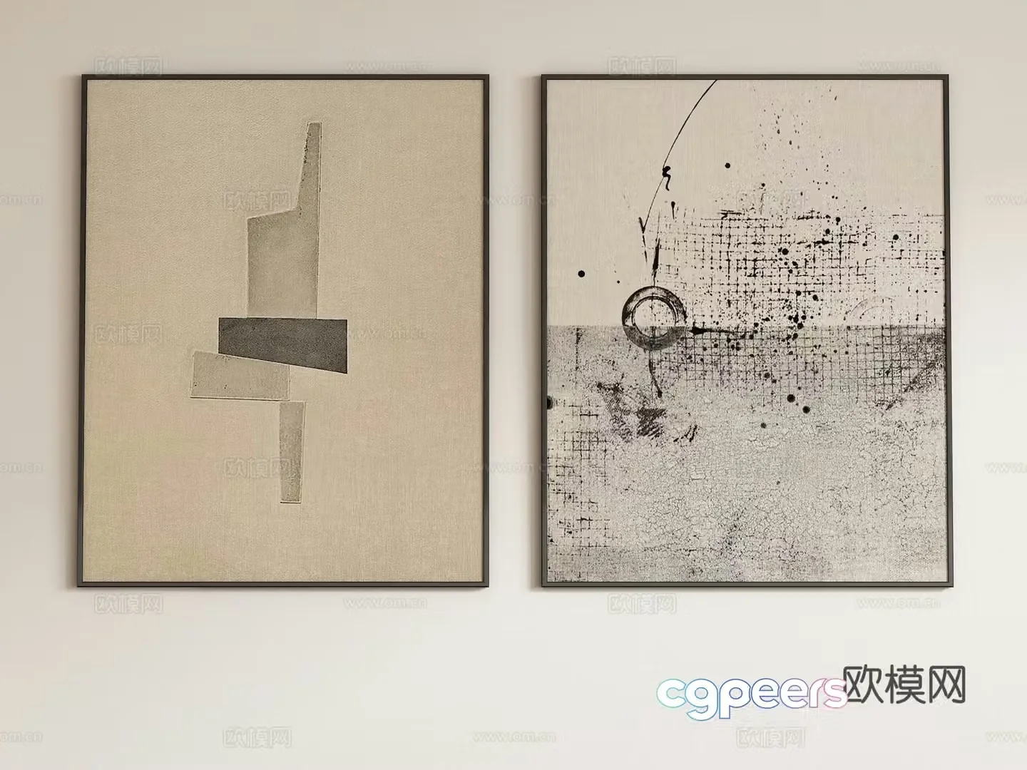 Modern abstract decorative painting hanging painting 3d model