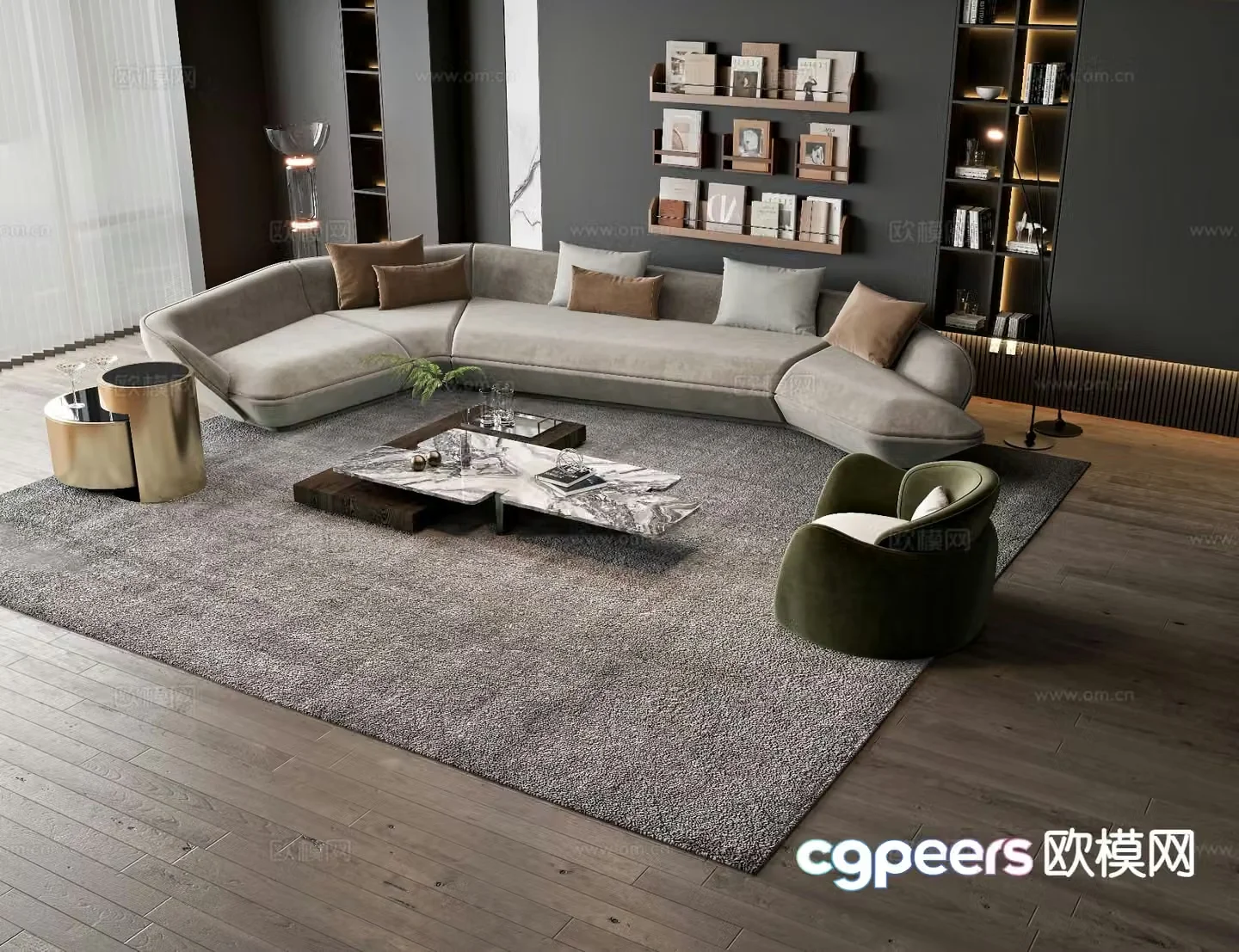 Modern sectional sofa 3d model