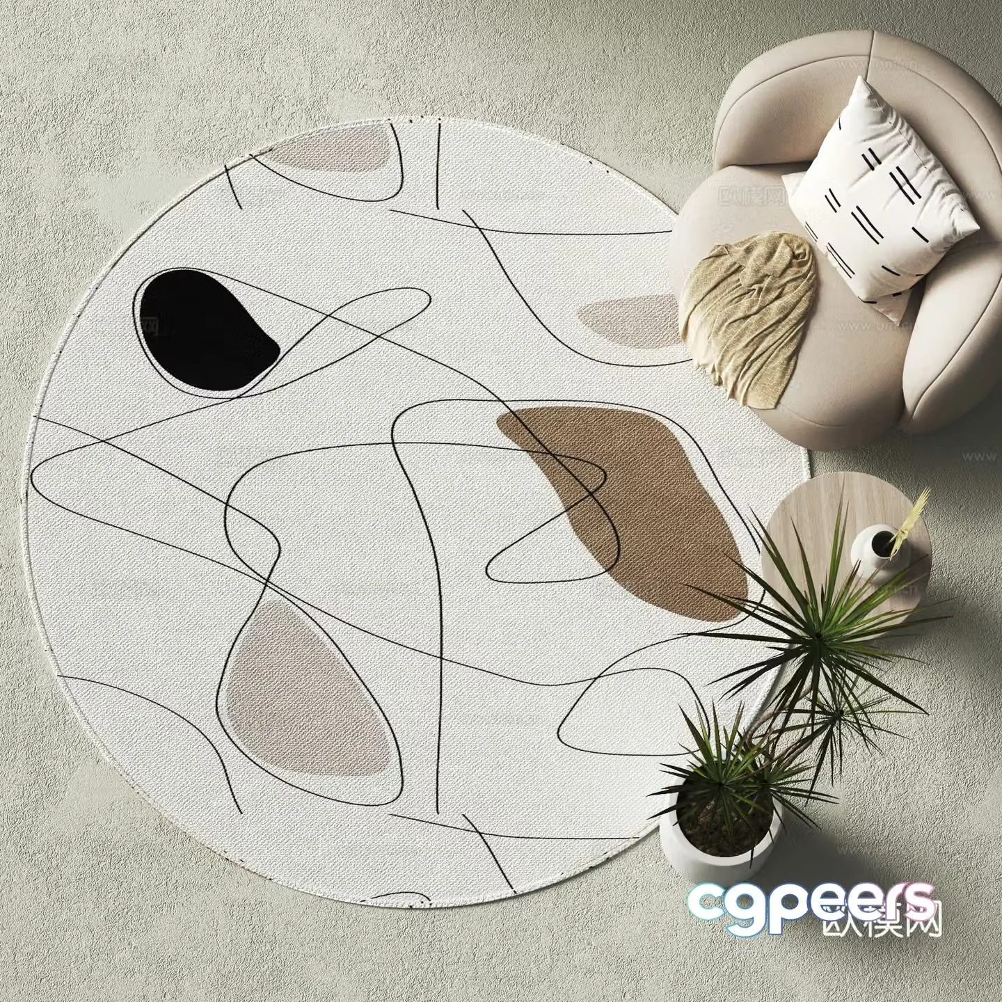 Modern round carpet 3d model