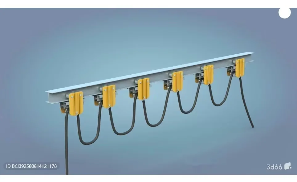 A Metal Beam With Yellow And Black Wires 3D Model – 9803 – VRAY Render