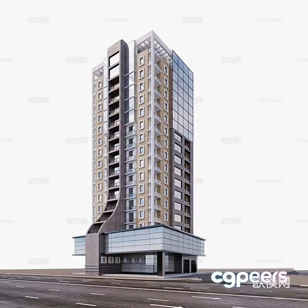 High-rise buildings high-rise residential buildings 3D model of exterior