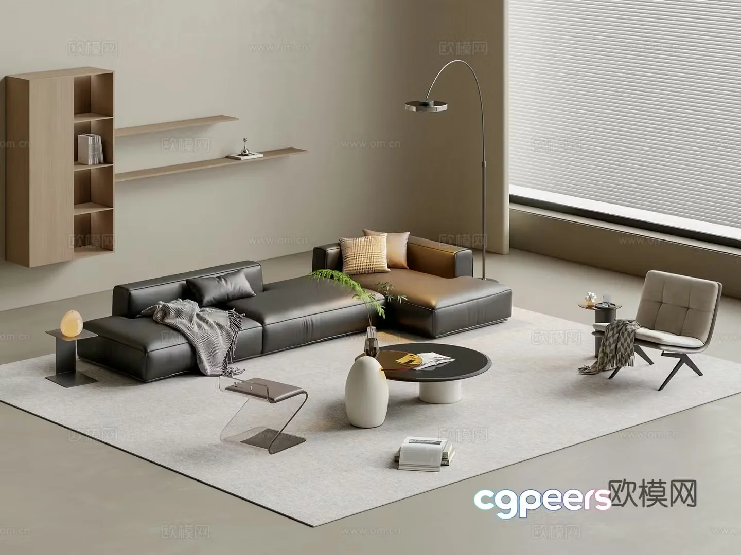 Modern sofa coffee table combination 3D model