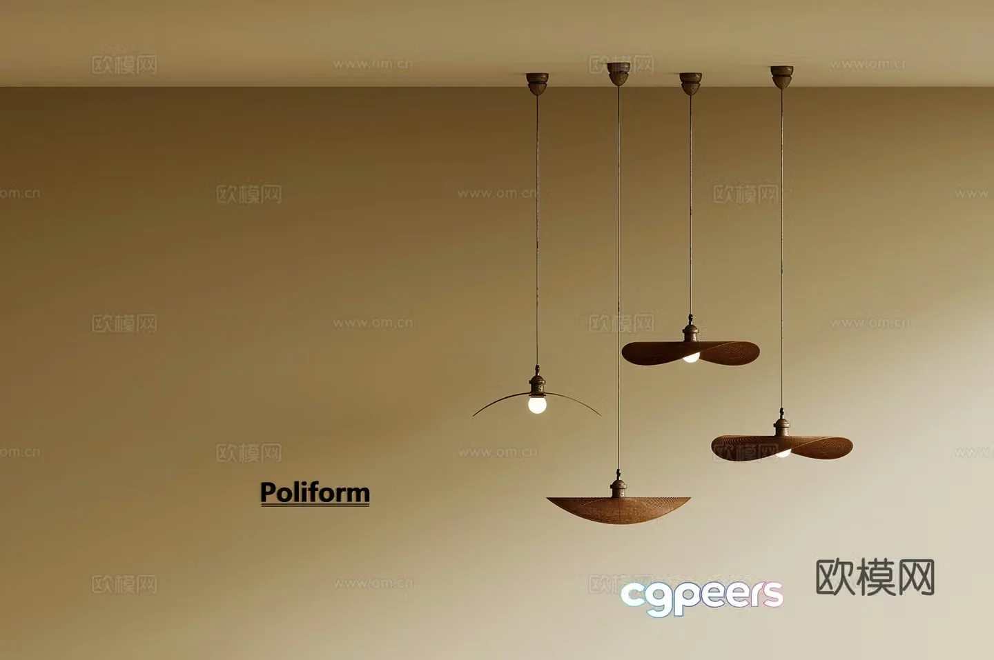 25 small chandeliers Wasabi wind chandeliers Fishing Line chandeliers Rattan chandeliers 3D model