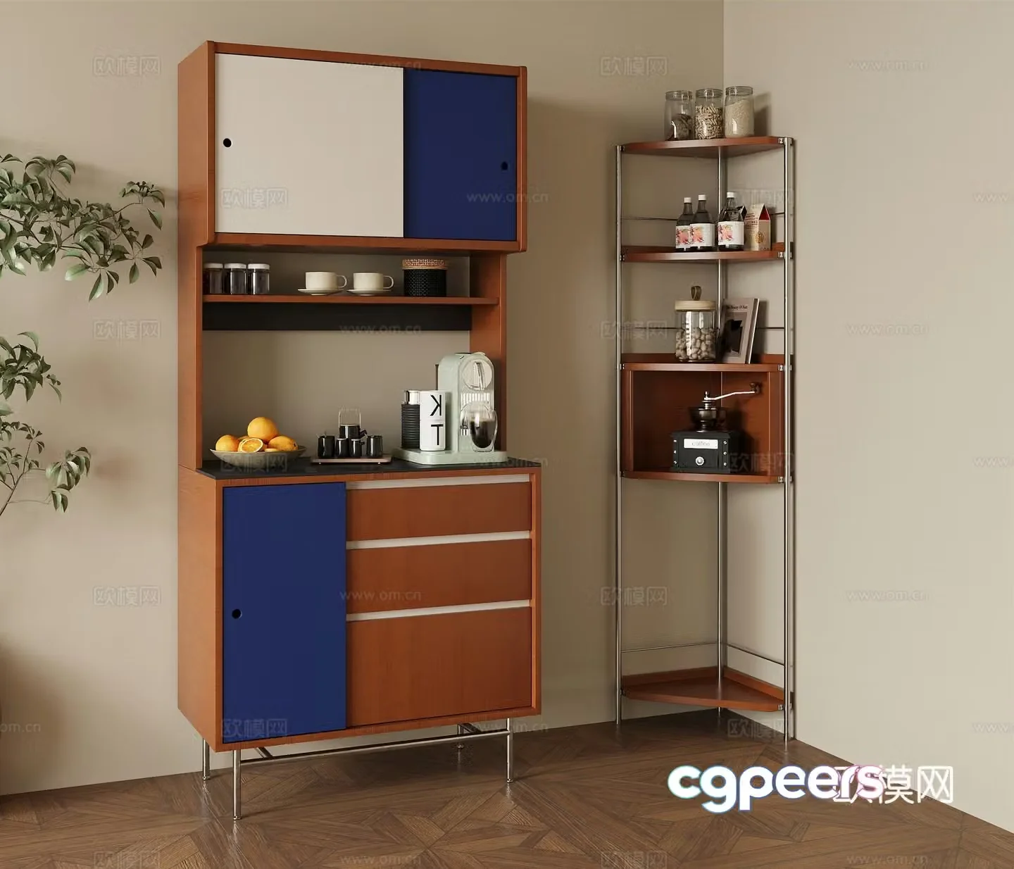 Modern simple Bauhaus sideboard sideboard ornaments Finished sideboard 3D model