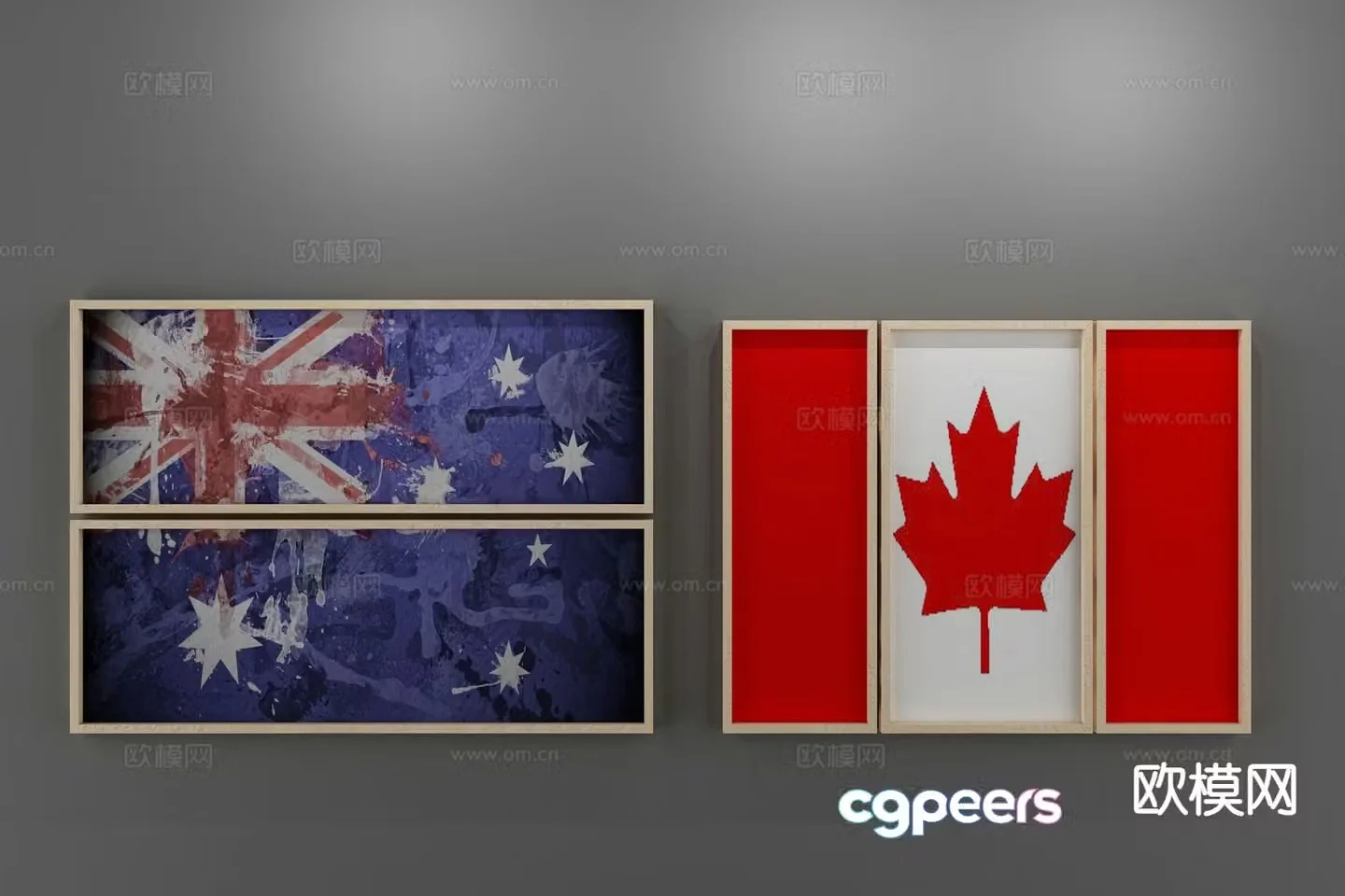 Industrial style decorative painting British flag painting Canadian flag painting 3D model