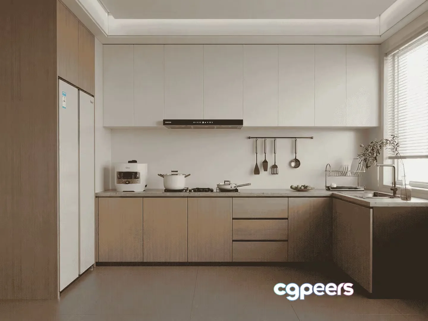 Modern Kitchen Space 3D Model – 10926 – VRAY Render