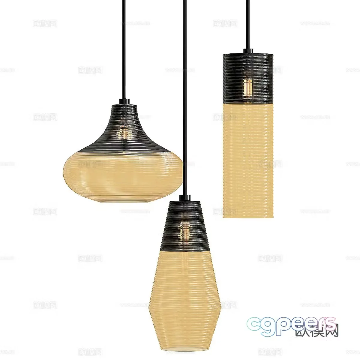 Modern light luxury glass decorative chandelier 3d model