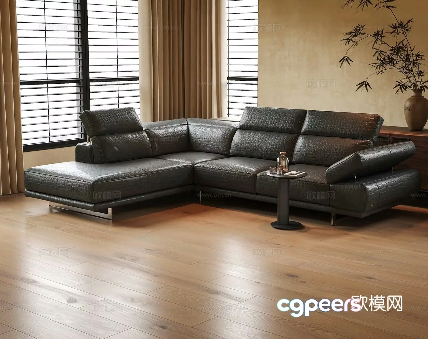 Modern corner sofa multi-person sofa 3d model