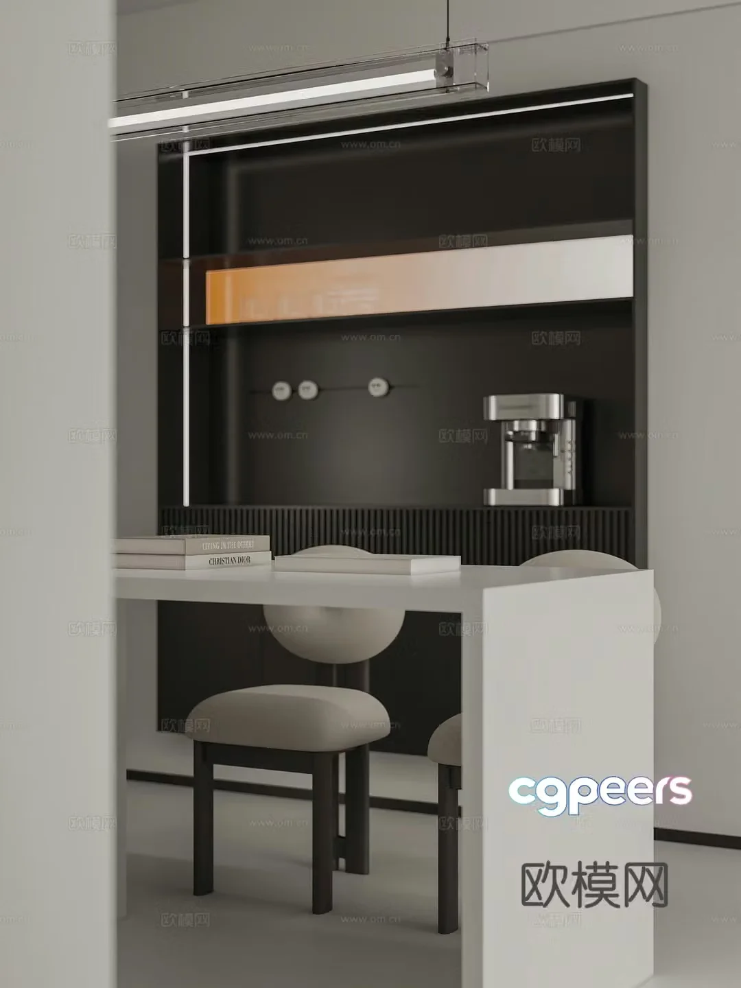 Modern minimalist restaurant 3d model
