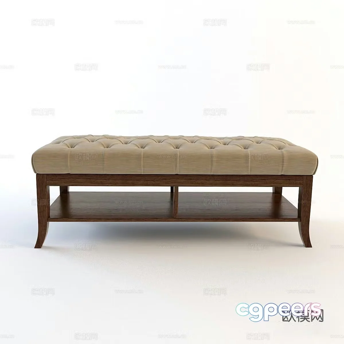 Simple European bed tail stool 3D model