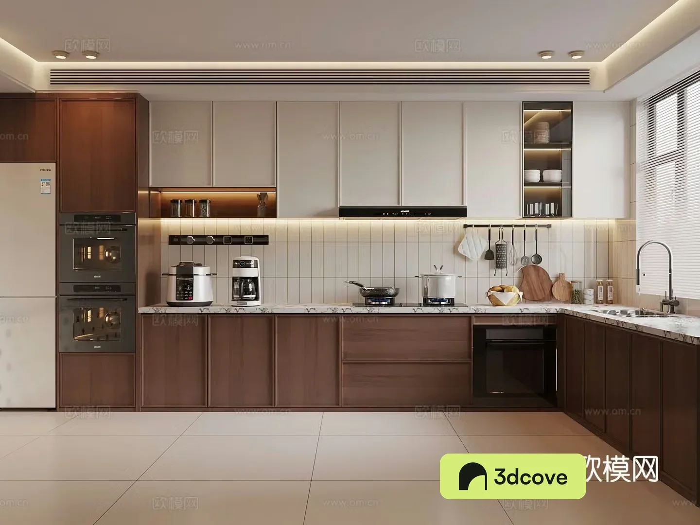 Middle style kitchen hood stove dishwasher refrigerator kitchen accessories ornaments 3D model