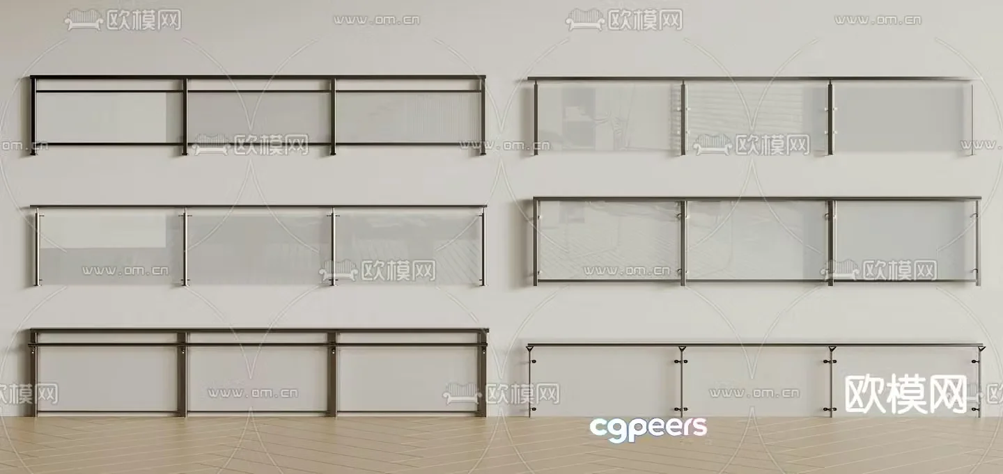 Glass railing guardrail fence 3d model