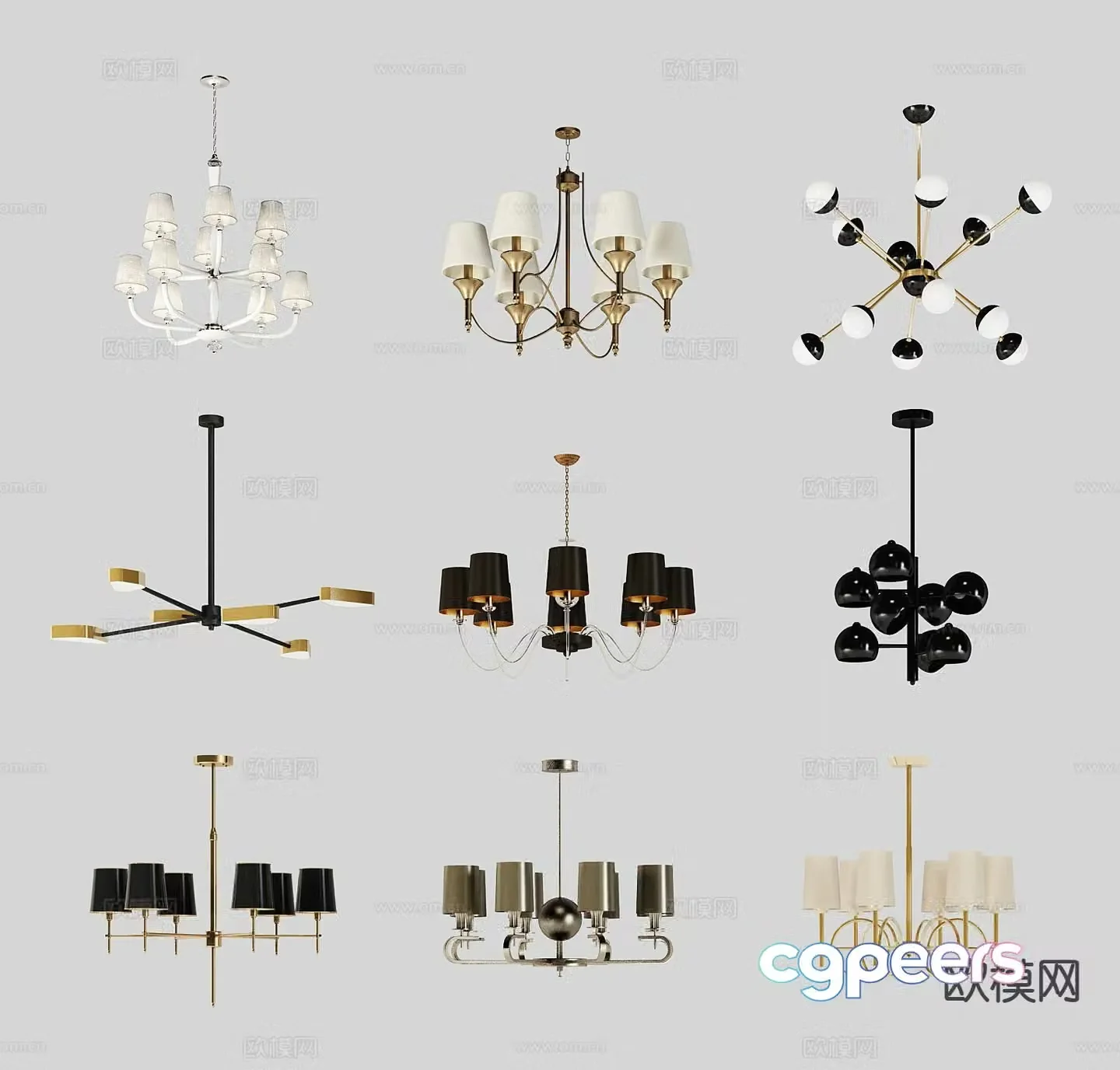 Modern chandelier multi-head chandelier 3d model