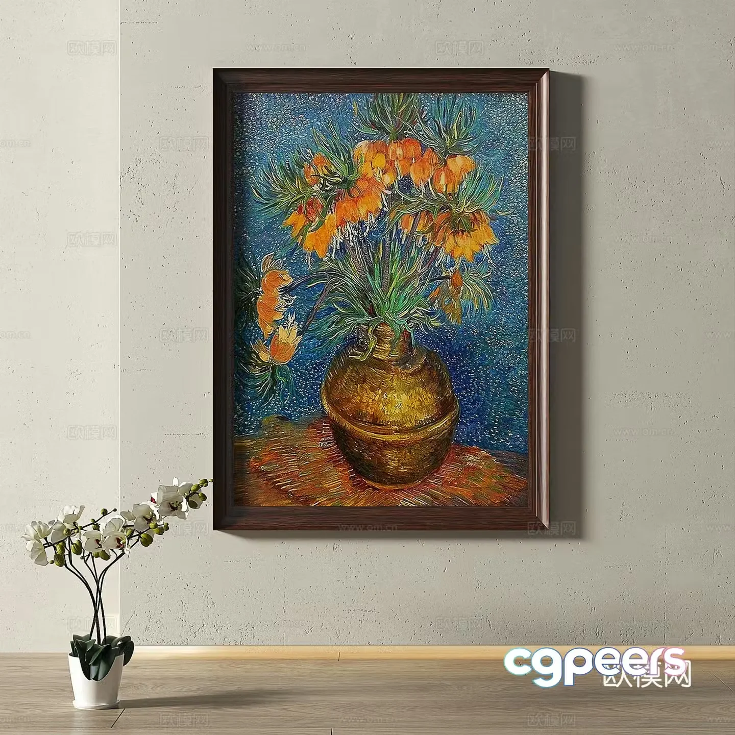 Modern French retro medieval light luxury oil painting decorative painting 3d model