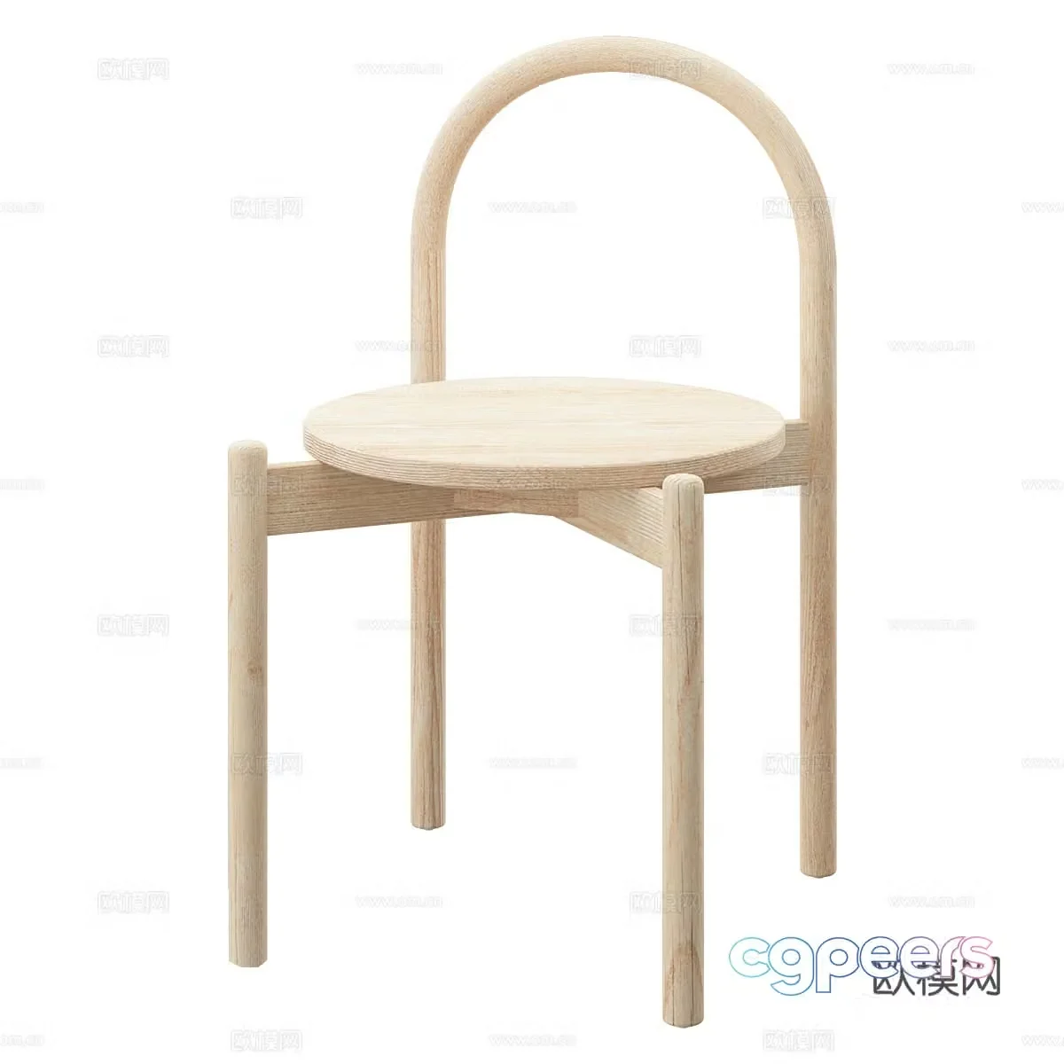Nordic single chair wooden chair dining chair 3d model