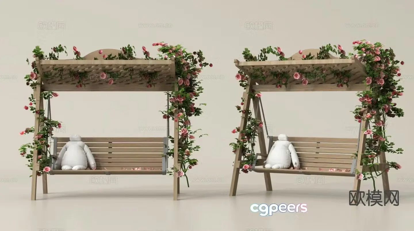 hanging chair swing chair swing bench 3d model