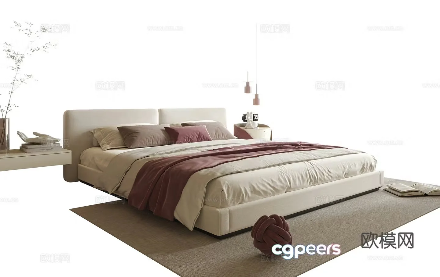 Modern double bed 3d model