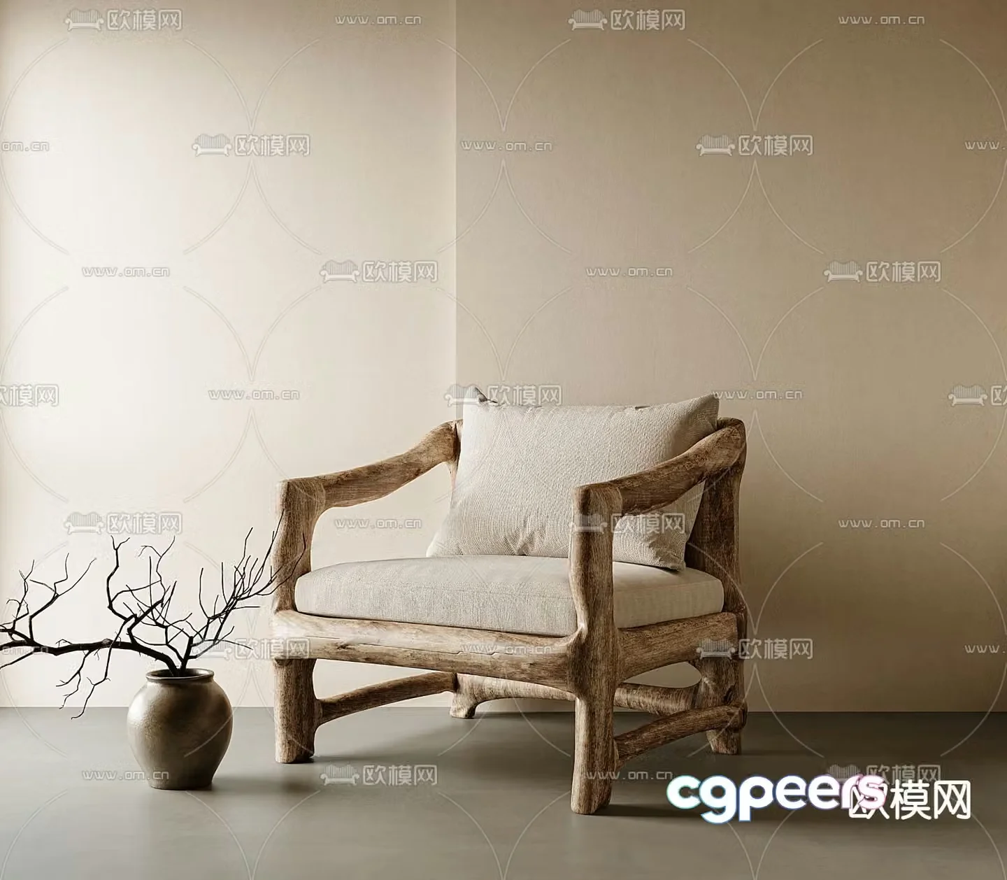 Wabi-sabi style leisure chair 3d model