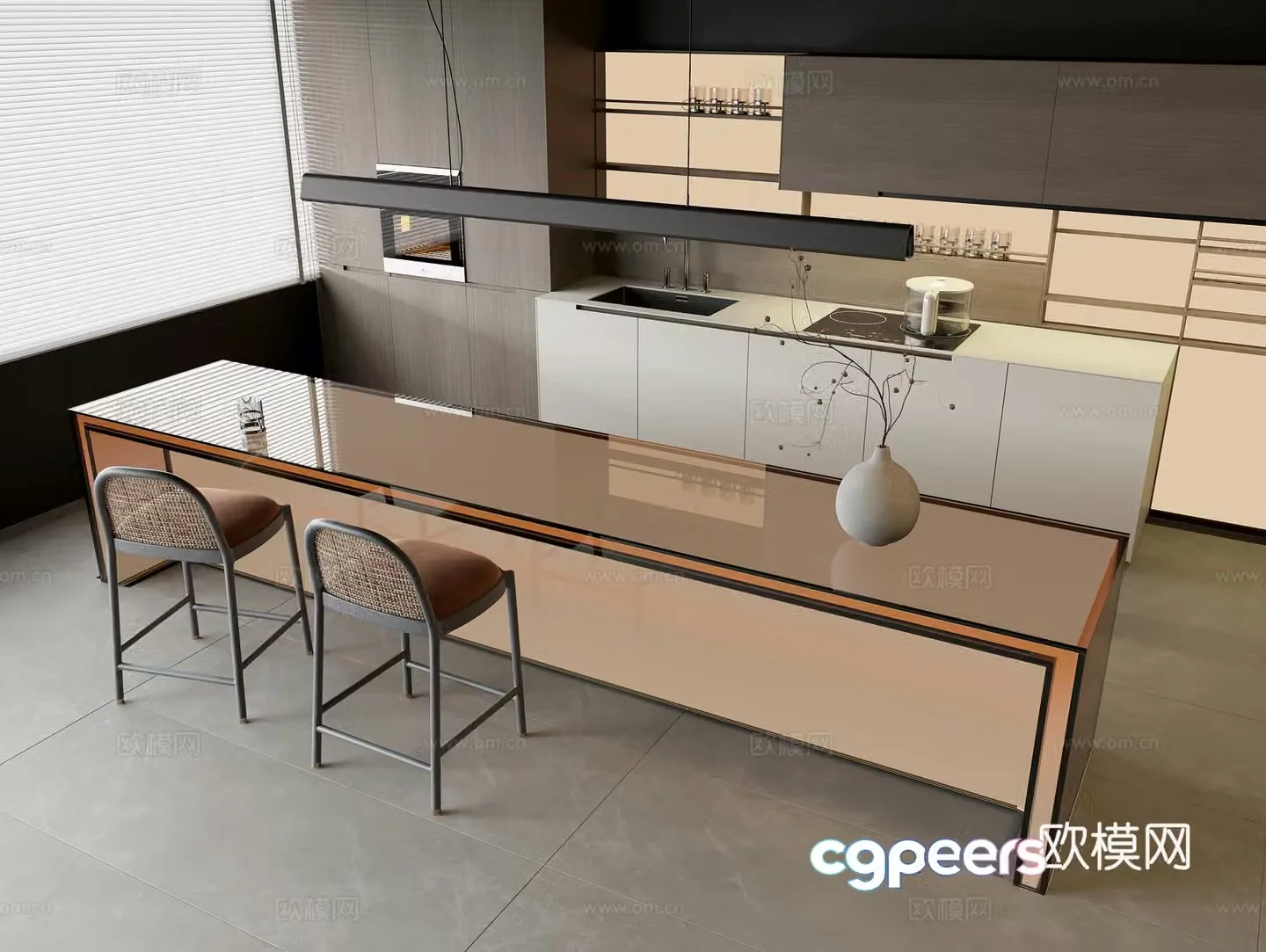 Modern acrylic bar Nakajima bar leisure bar chair solid wood sideboard induction cooker oven 3D model