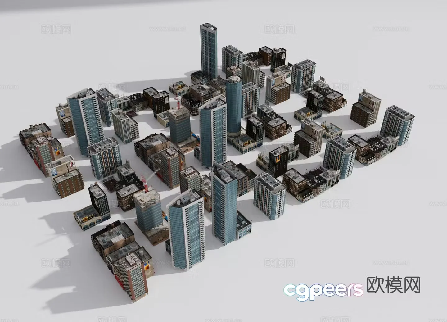 Modern high-rise buildings multi-story residential community buildings bird’s eye view of tall buildings urban building 3D model