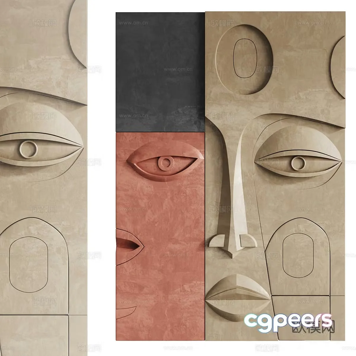 New Chinese style wabisa facial wall decoration 3D model