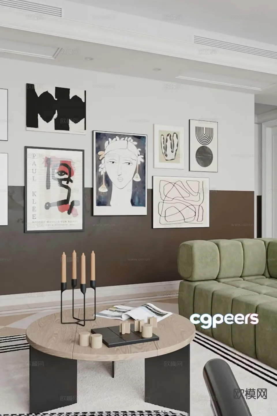 Modern combination painting abstract painting simple drawing 3d model
