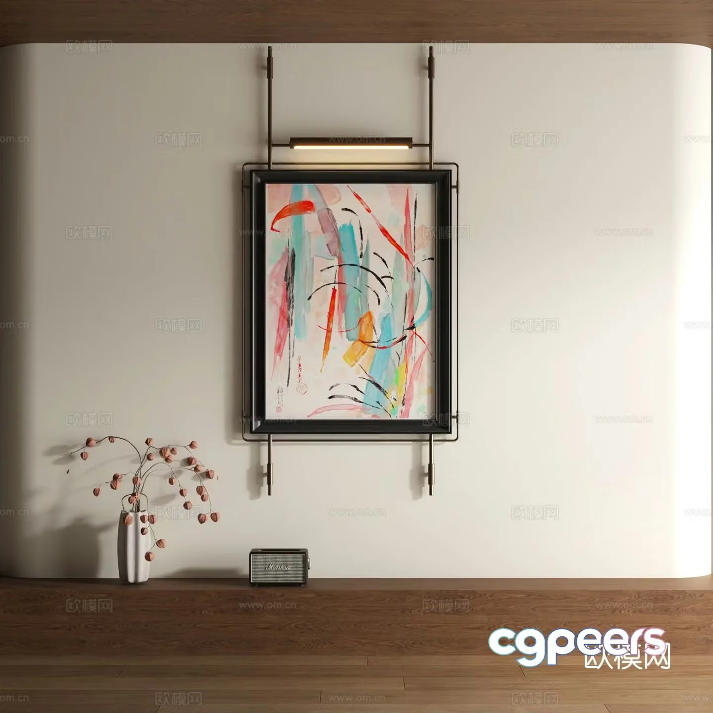 Modern watercolor decorative painting 3d model