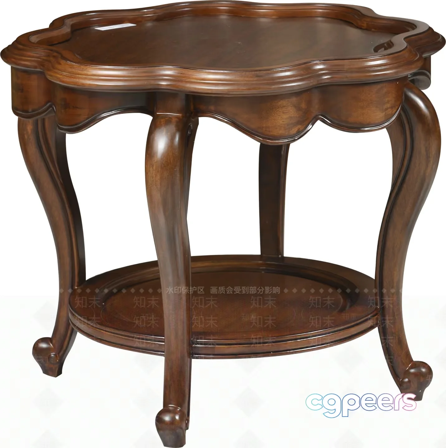 A Wooden Table With A Scalloped Edge 3D Model – 744 – VRAY Render