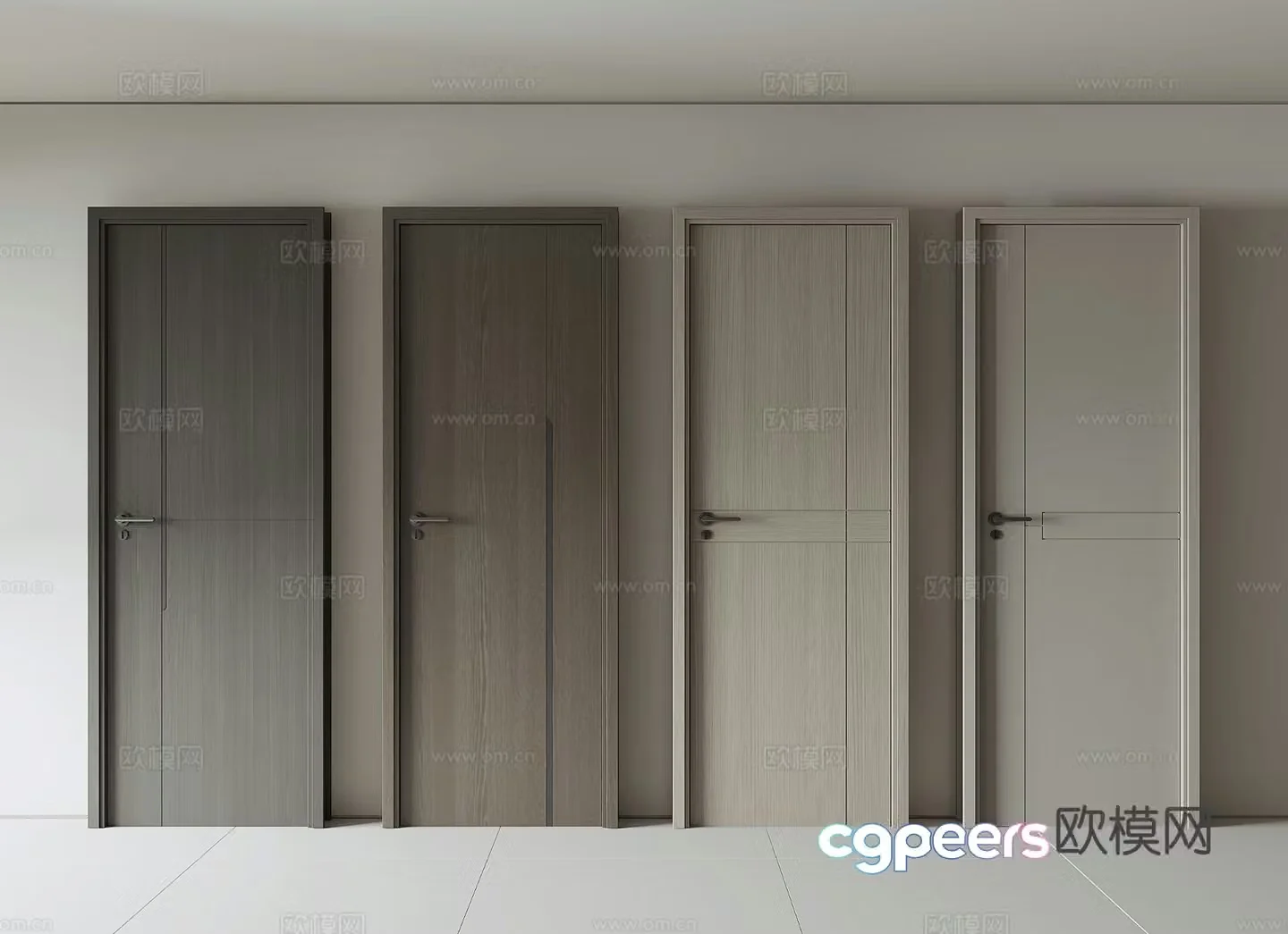Modern room wooden door single-open door 3d model