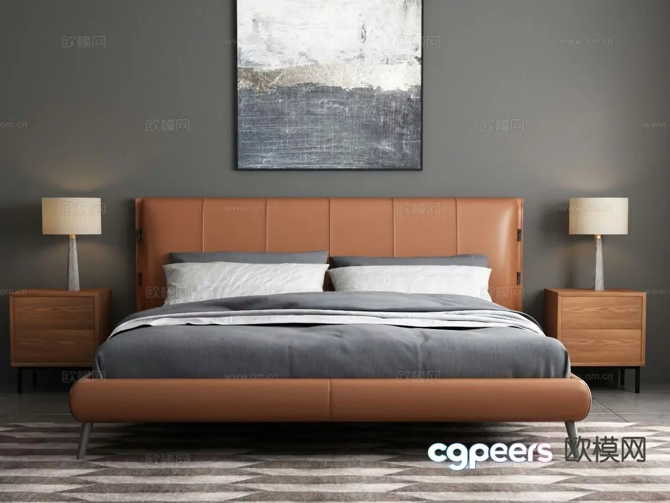 Italian double bed 3d model