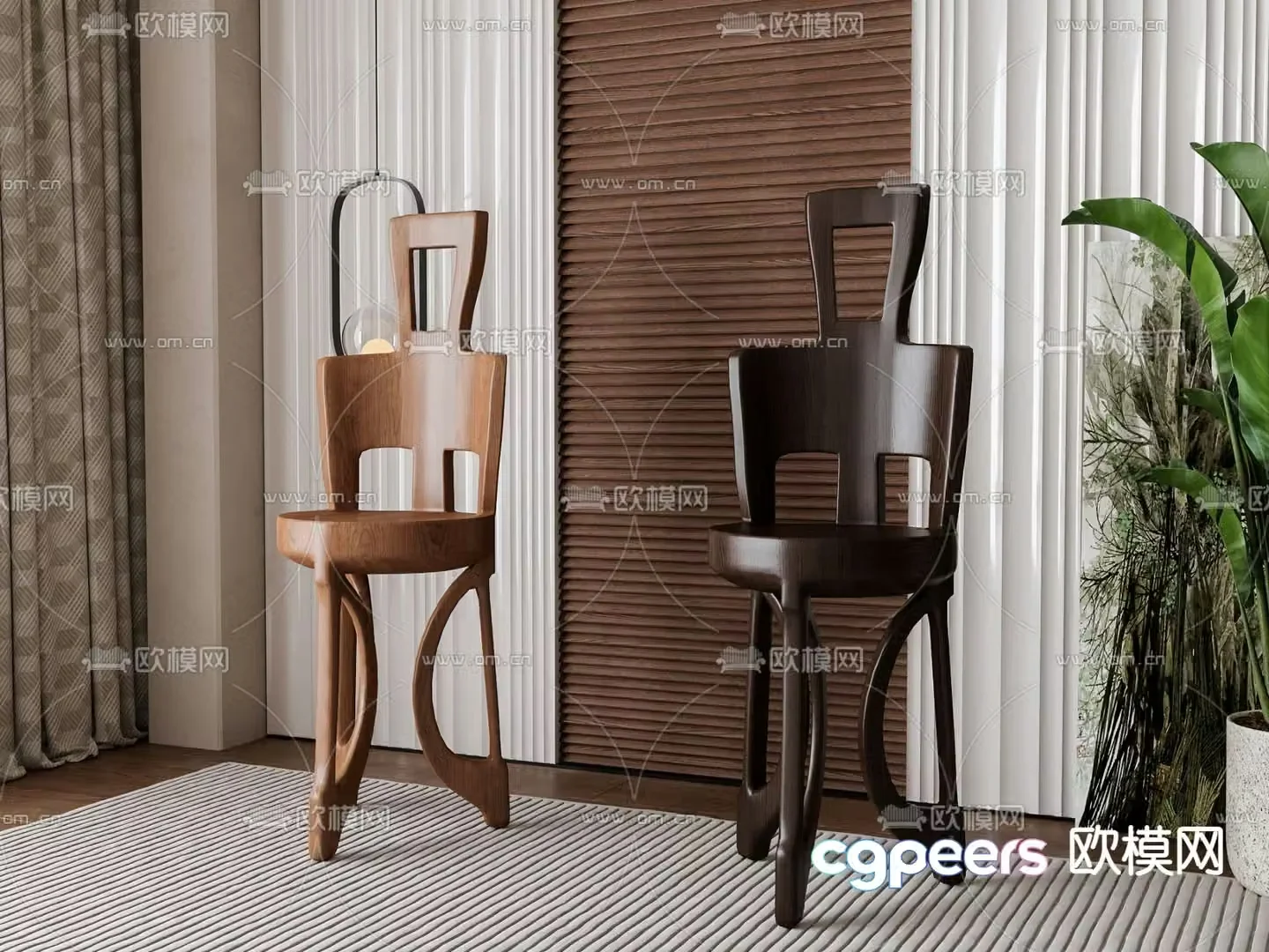 Medieval style bar chair bar stool high stool 3D model