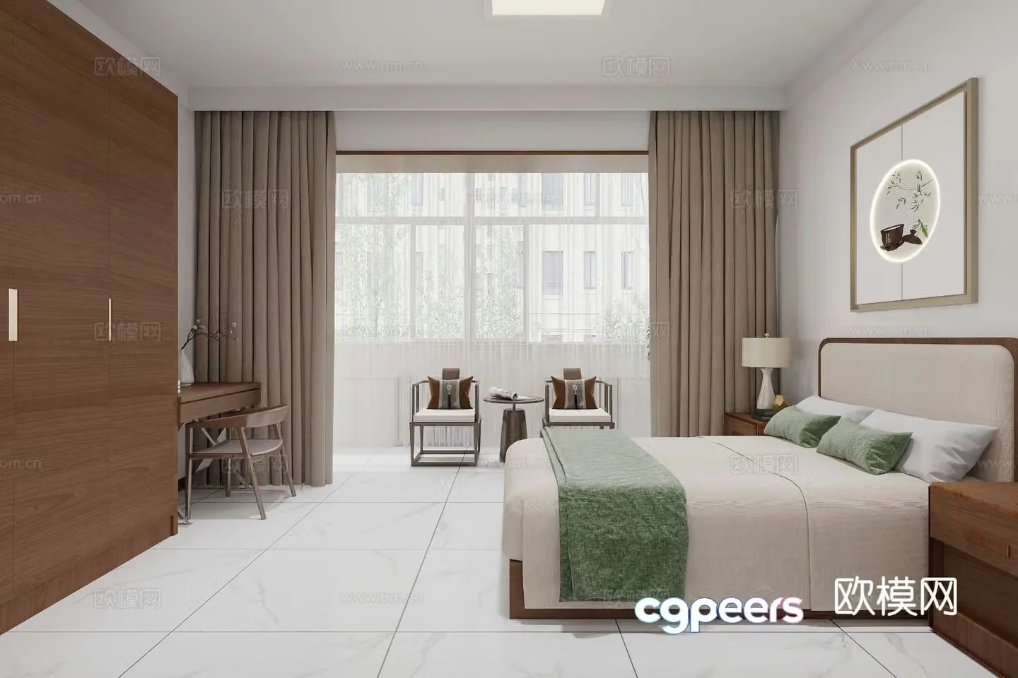 New Chinese style bedroom elderly room 3d model