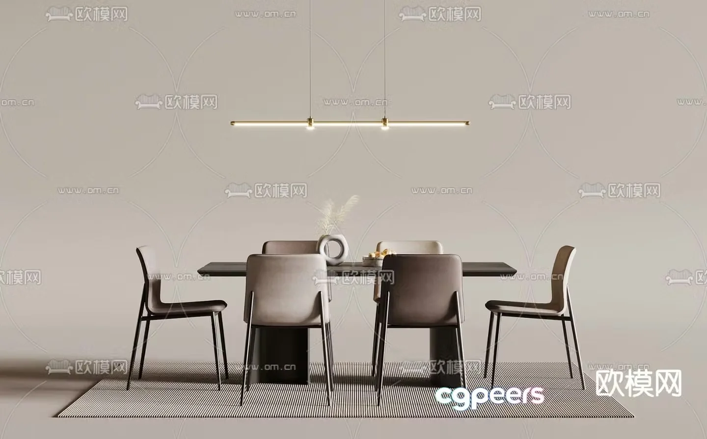 Modern dining table and chairs 3d model