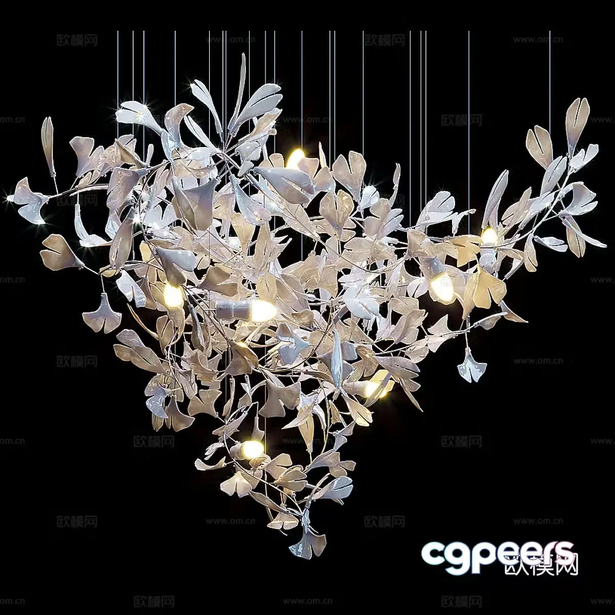 New Chinese style light luxury decorative chandelier 3D model