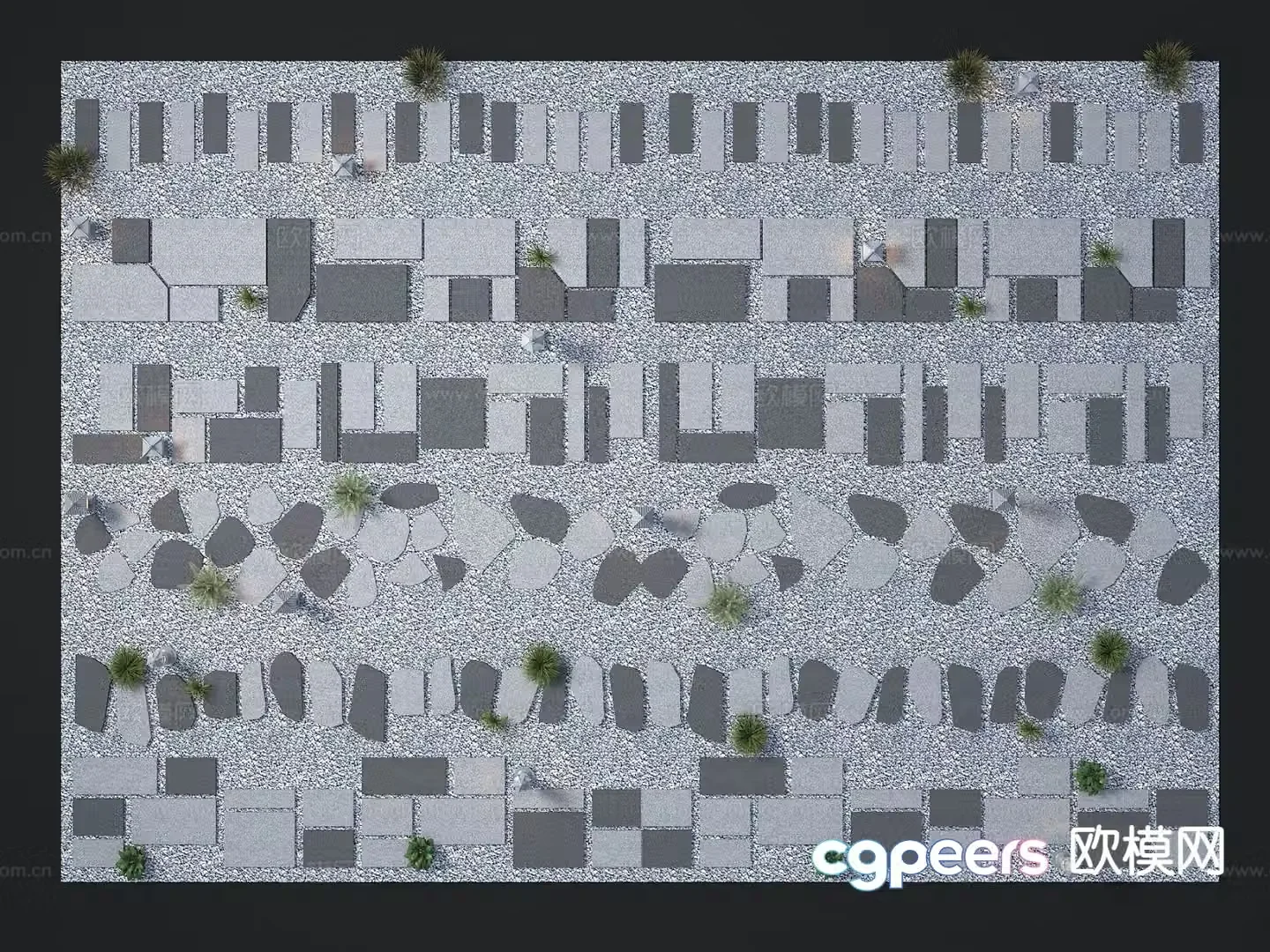 Modern landscape paving garden paving 3D model