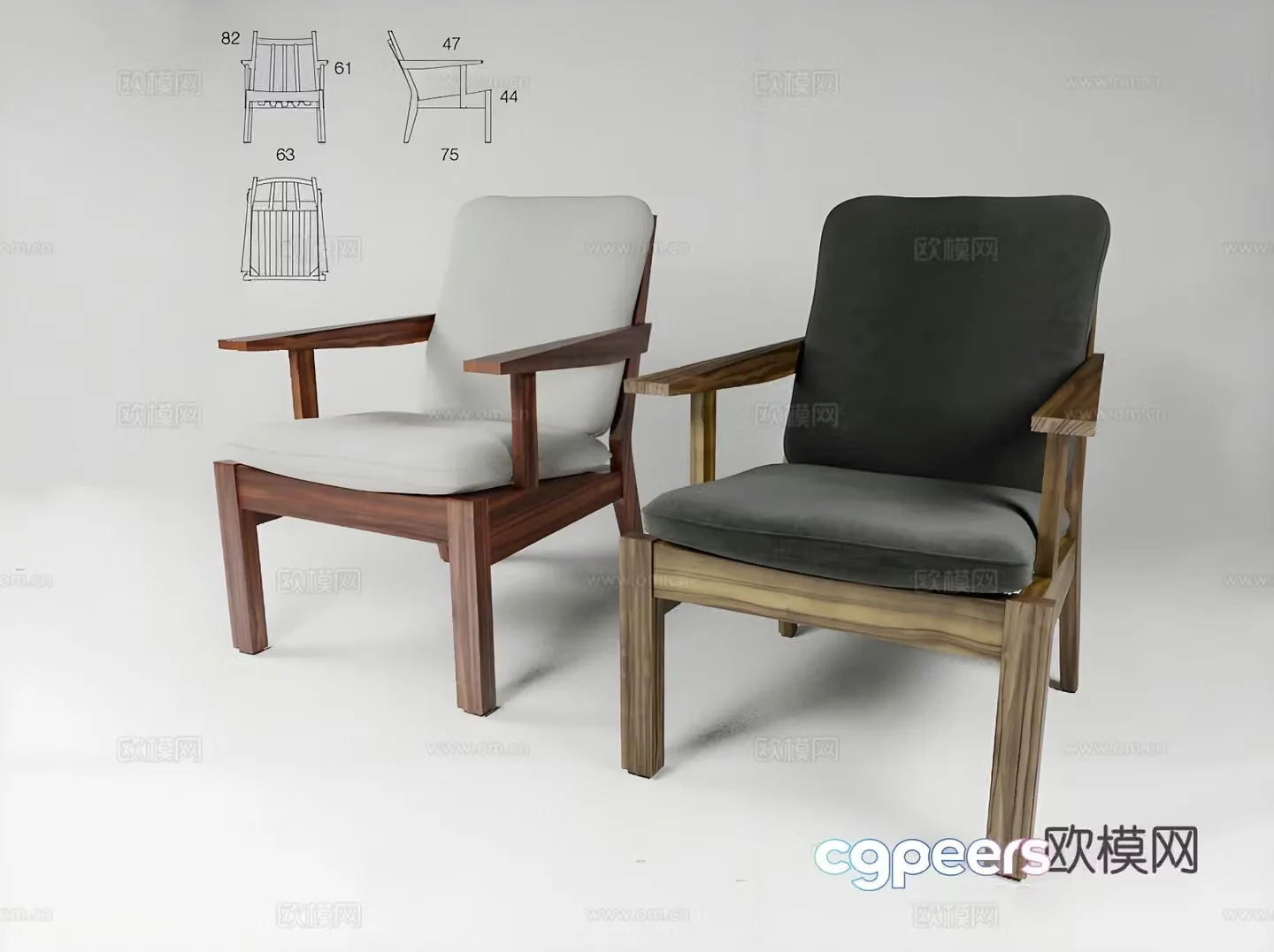 wabi-sabi chair lounge chair 3d model