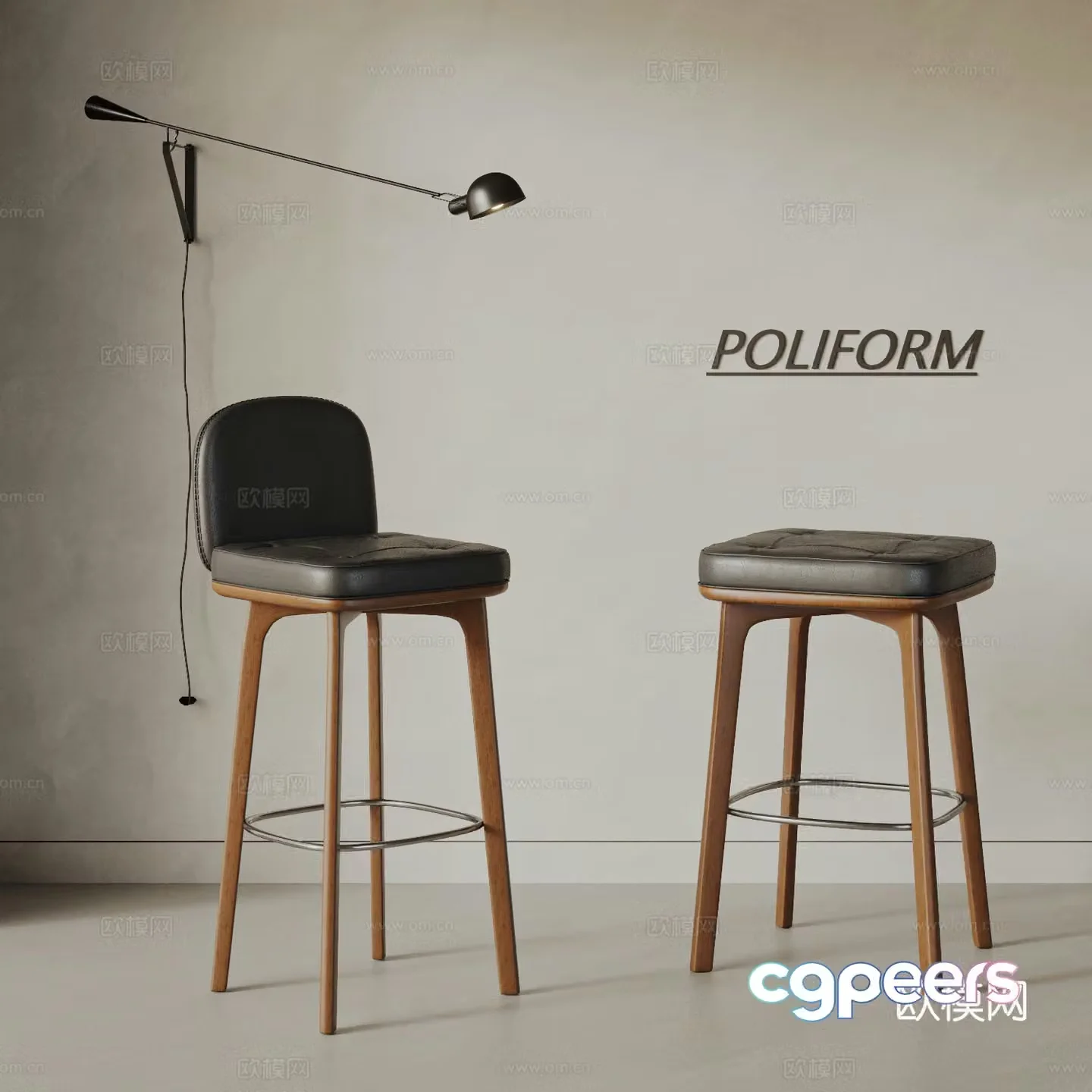 Modern medieval style bar chair combination bar stool bar chair leather bar chair wooden bar chair 3d model
