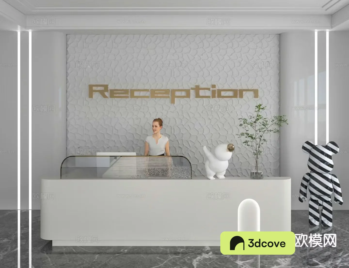 Modern front desk reception desk information desk office background