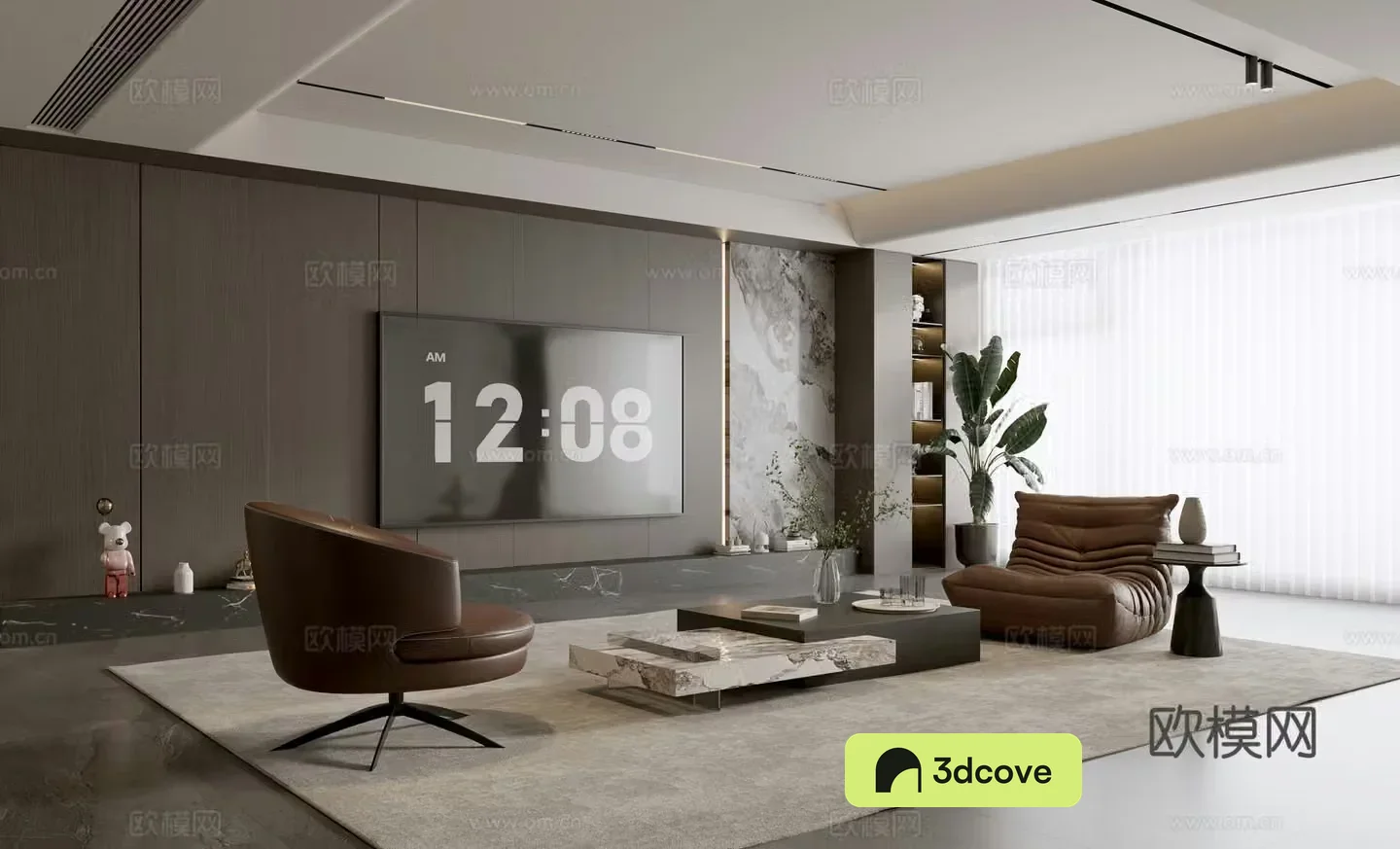 Italian living room sofa coffee table combination leisure chair floor lamp sofa stool decoration hanging painting