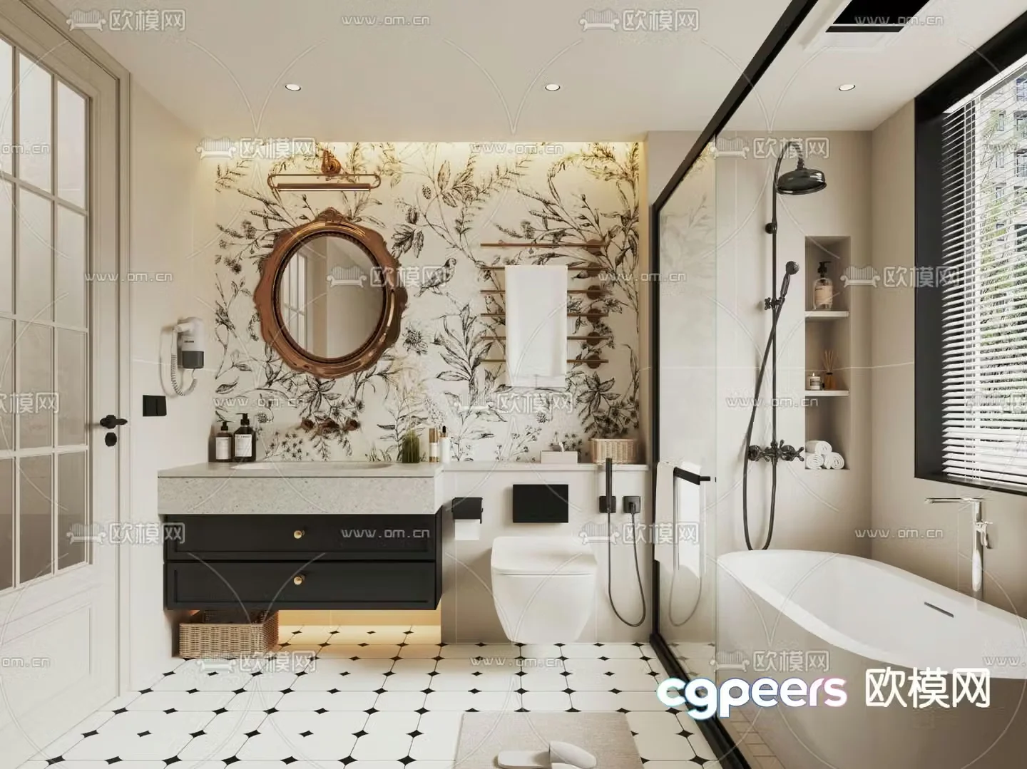 French bathroom bathroom toilet 3d model