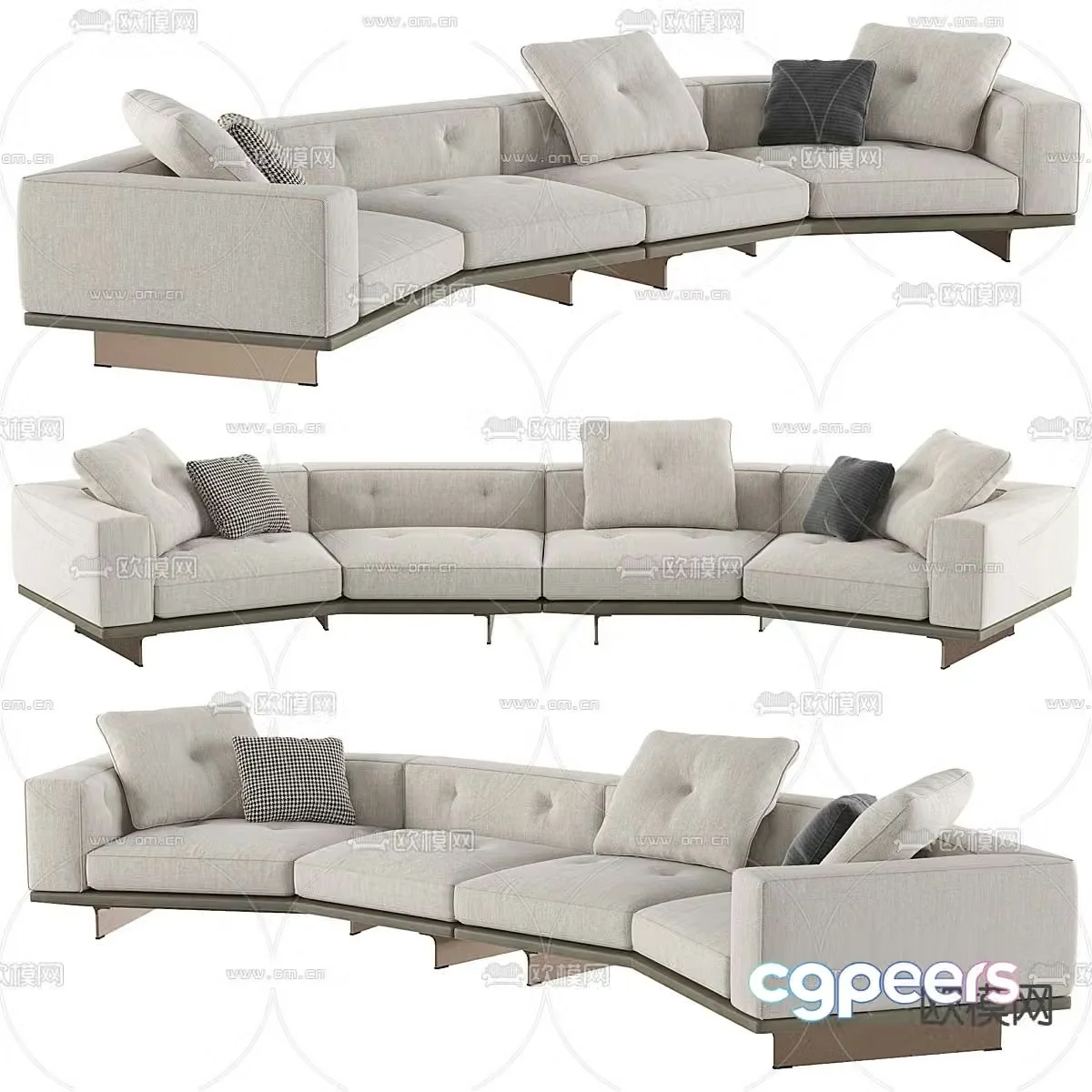 Dylan curved sofa multi-person sofa 3d model