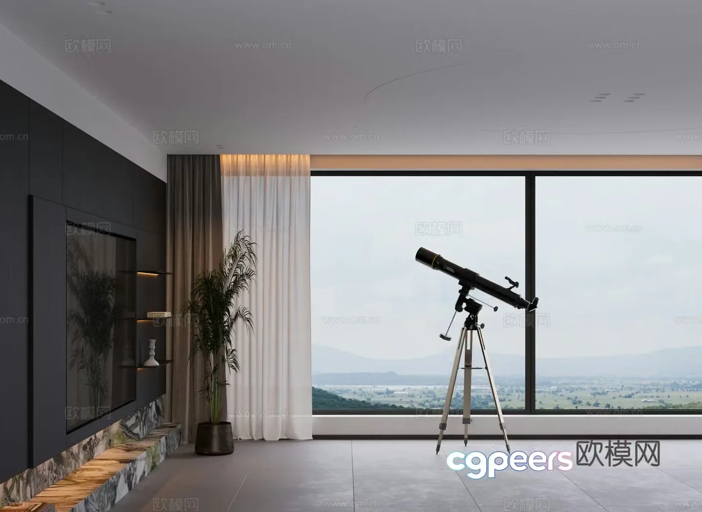 Astronomical telescope Italian space ornaments Art installation 3D model