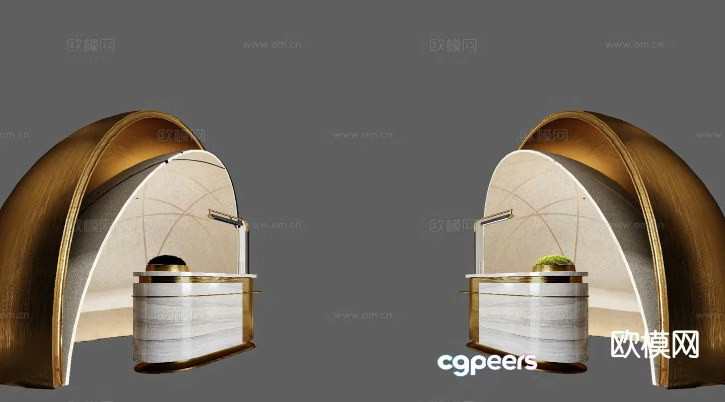 Modern hotel front desk reception desk 3d model