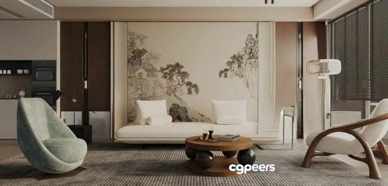Modern Living Room 3D Model – 13968 – VRAY Render