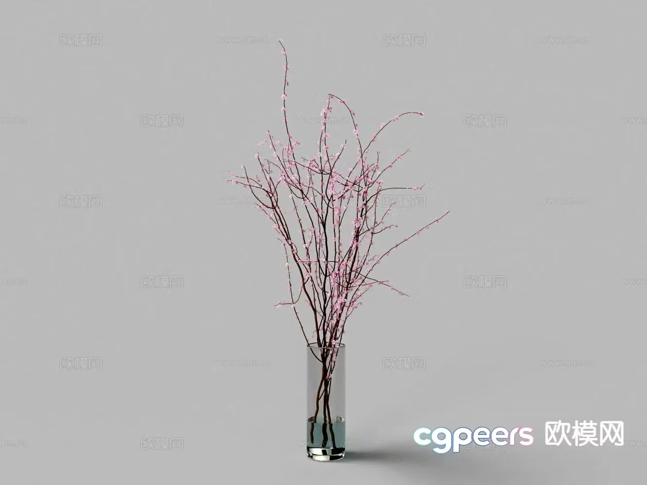 vase flowers plum blossom flower arrangement 3d model