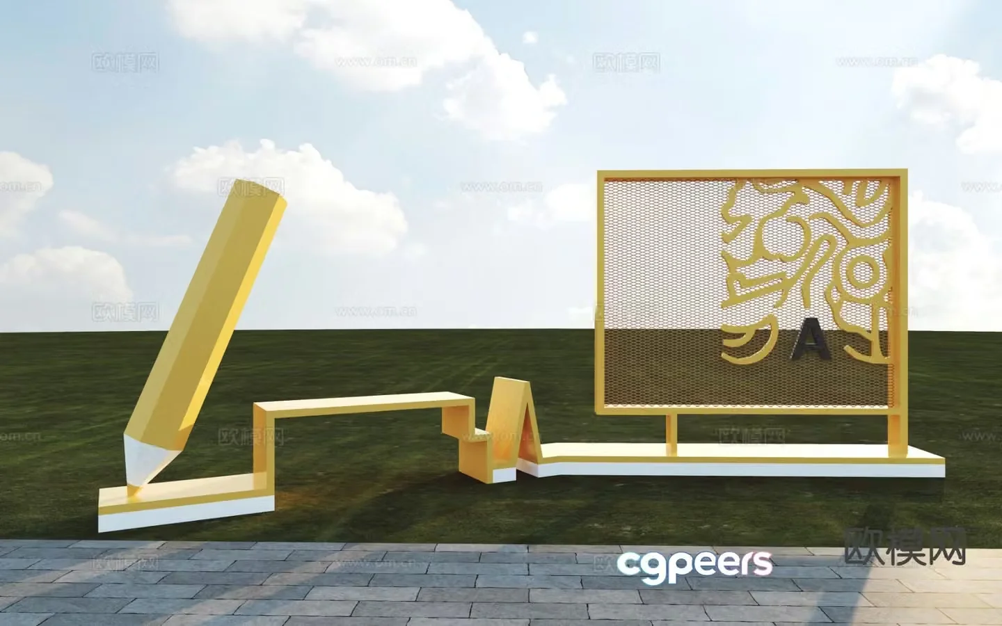 Landscape sketch landscape seat 3d model